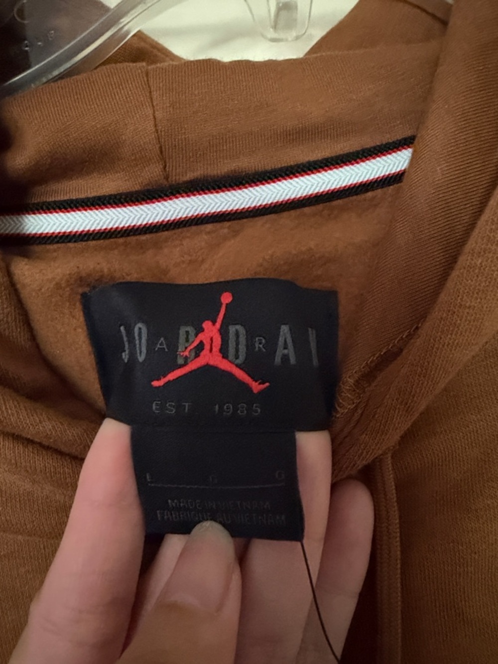 Jordan Men's Crewneck Hoodie in Brown with White Jumpman - Picture 4 of 7